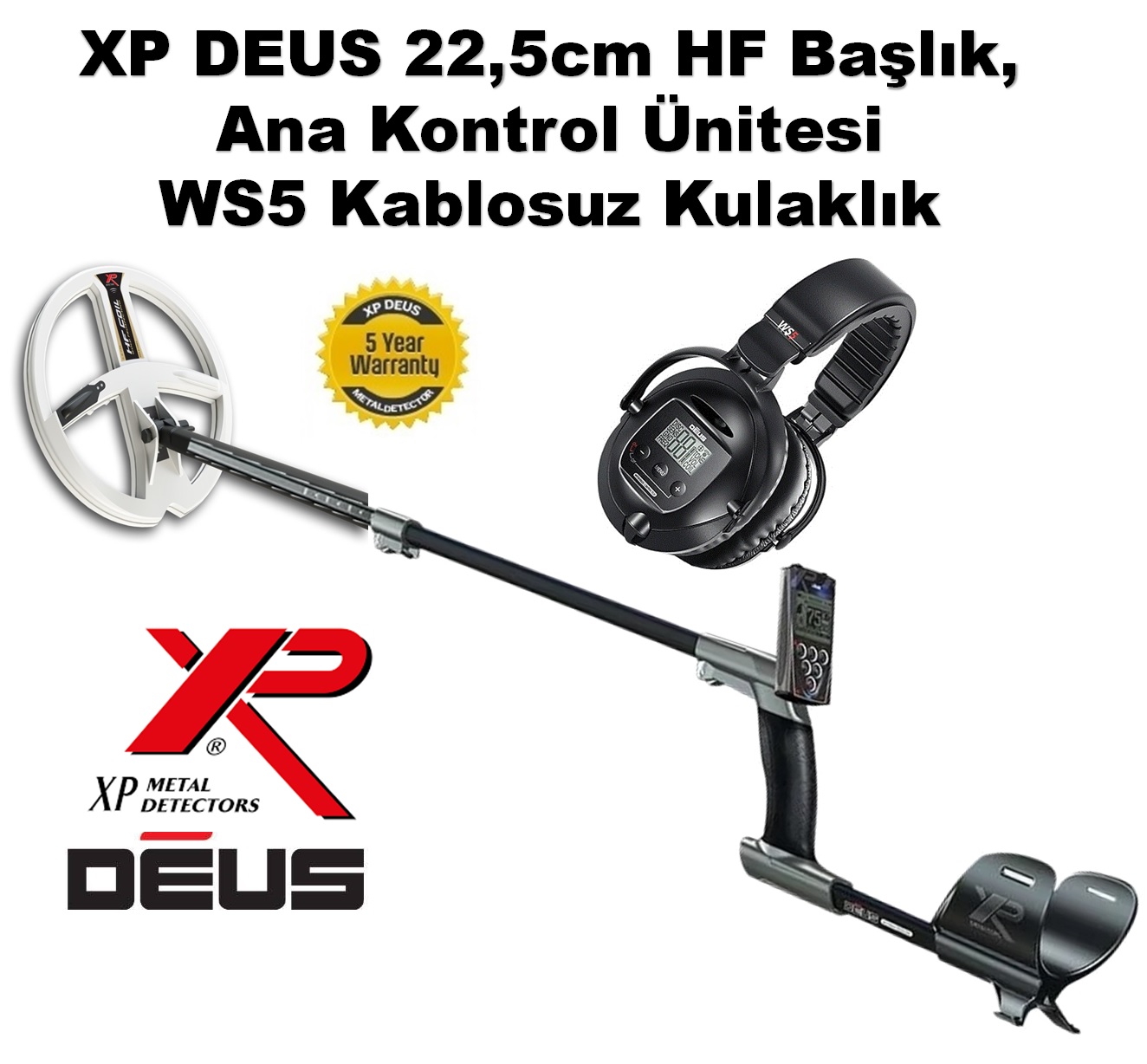 XP DEUS - 22,5cm HF Başlık, Ana Kontrol Ünitesi (RC), WS5 Kulaklık, FULL PAKET