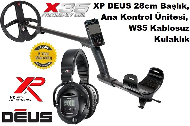 XP DEUS - 28cm X35 Başlık, Ana Kontrol Ünitesi (RC), WS5 Kulaklık, FULL PAKET