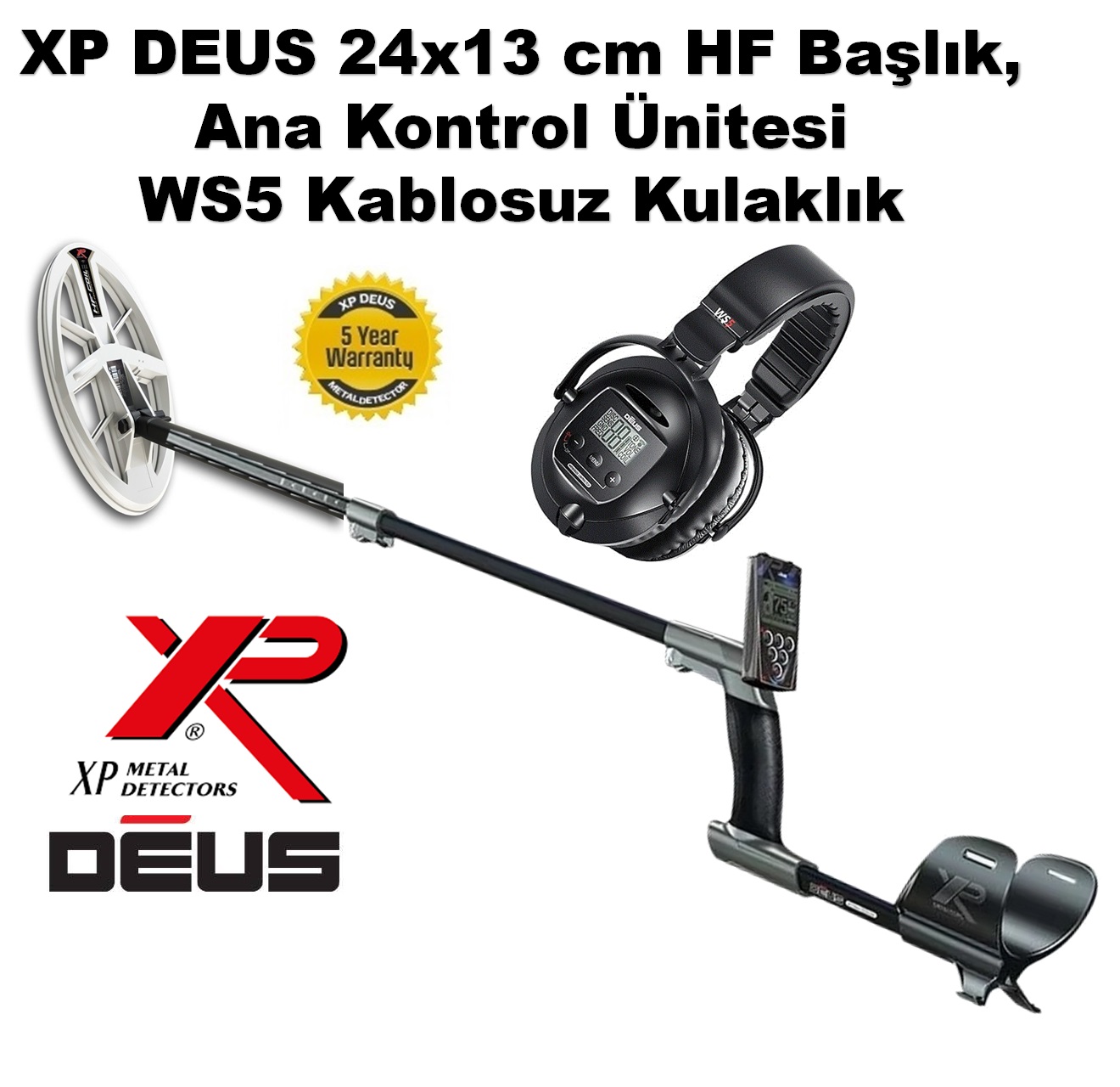 XP DEUS - 24x13cm HF Başlık, Ana Kontrol Ünitesi (RC), WS5 Kulaklık, FULL PAKET