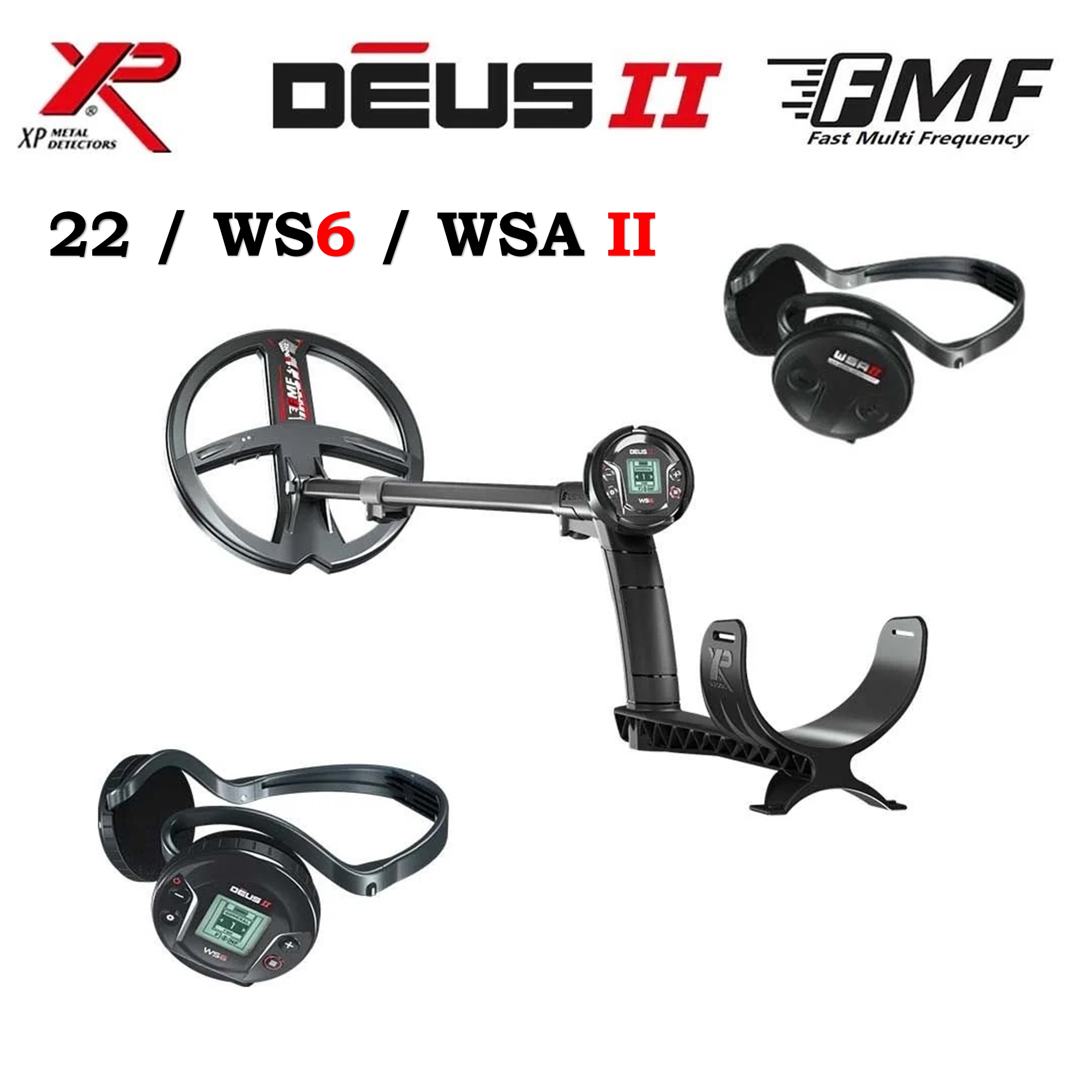 Deus 2 Dedektör - 22,5cm FMF Başlık, WS6 Master + WSA2 Kulaklık