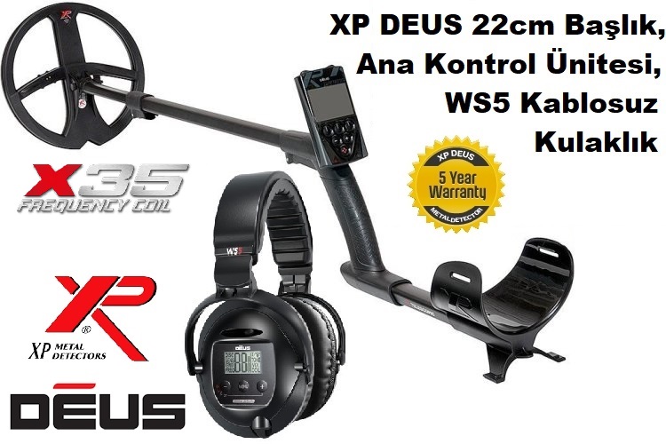 XP DEUS - 22,5cm X35 Başlık, Ana Kontrol Ünitesi (RC), WS5 Kulaklık, FULL PAKET