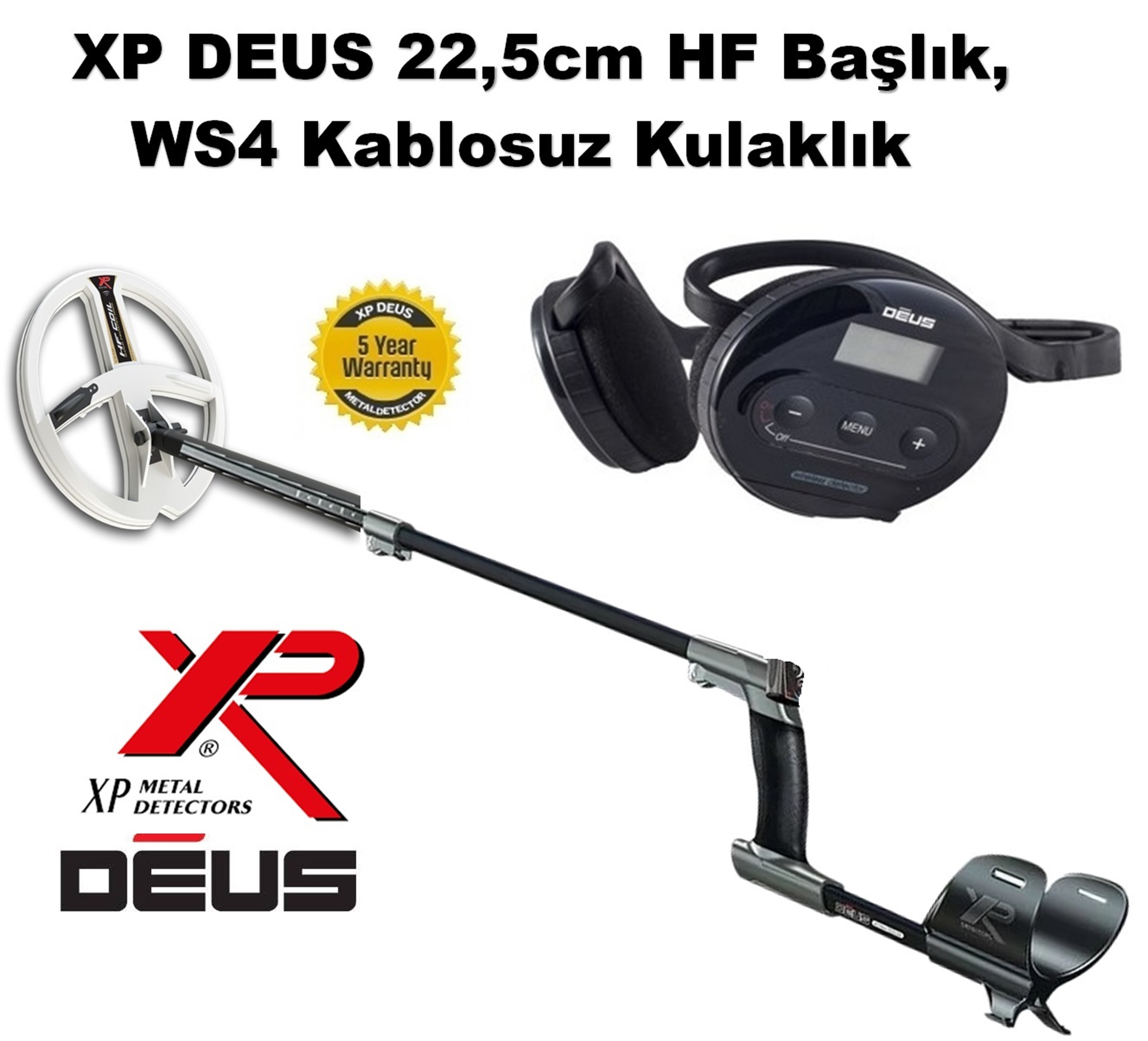 XP DEUS - 22,5cm HF Başlık, WS4 Kulaklık