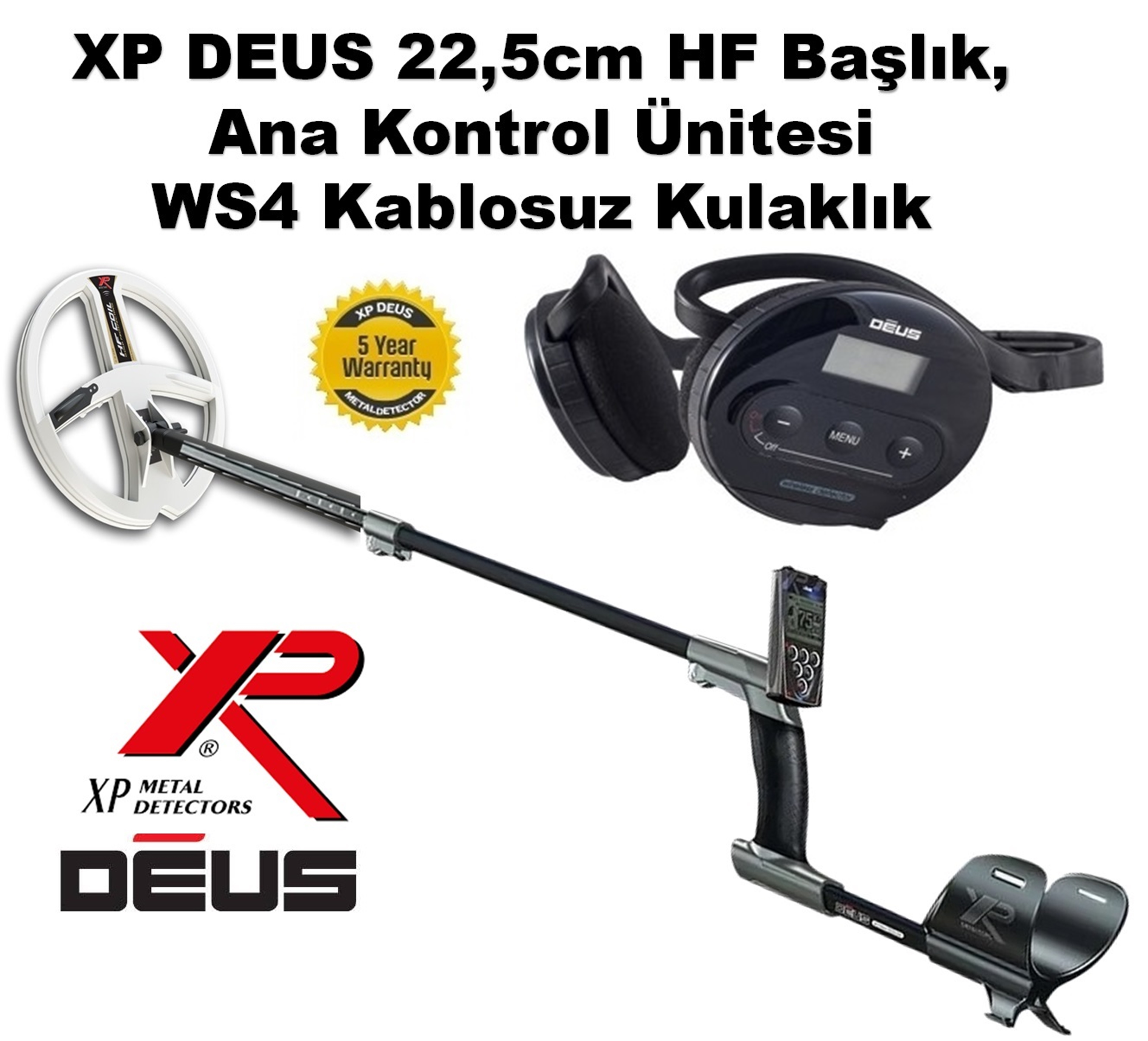 XP DEUS - 22,5cm HF Başlık, Ana Kontrol Ünitesi (RC), WS4 Kulaklık, FULL PAKET