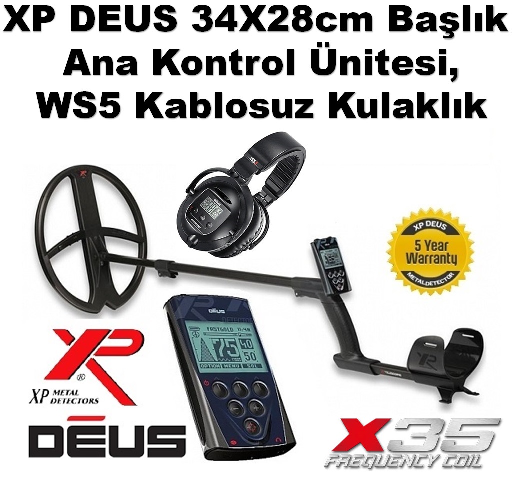 XP DEUS - 34x28cm X35 Başlık, Ana Kontrol Ünitesi (RC), WS5 Kulaklık, FULL PAKET