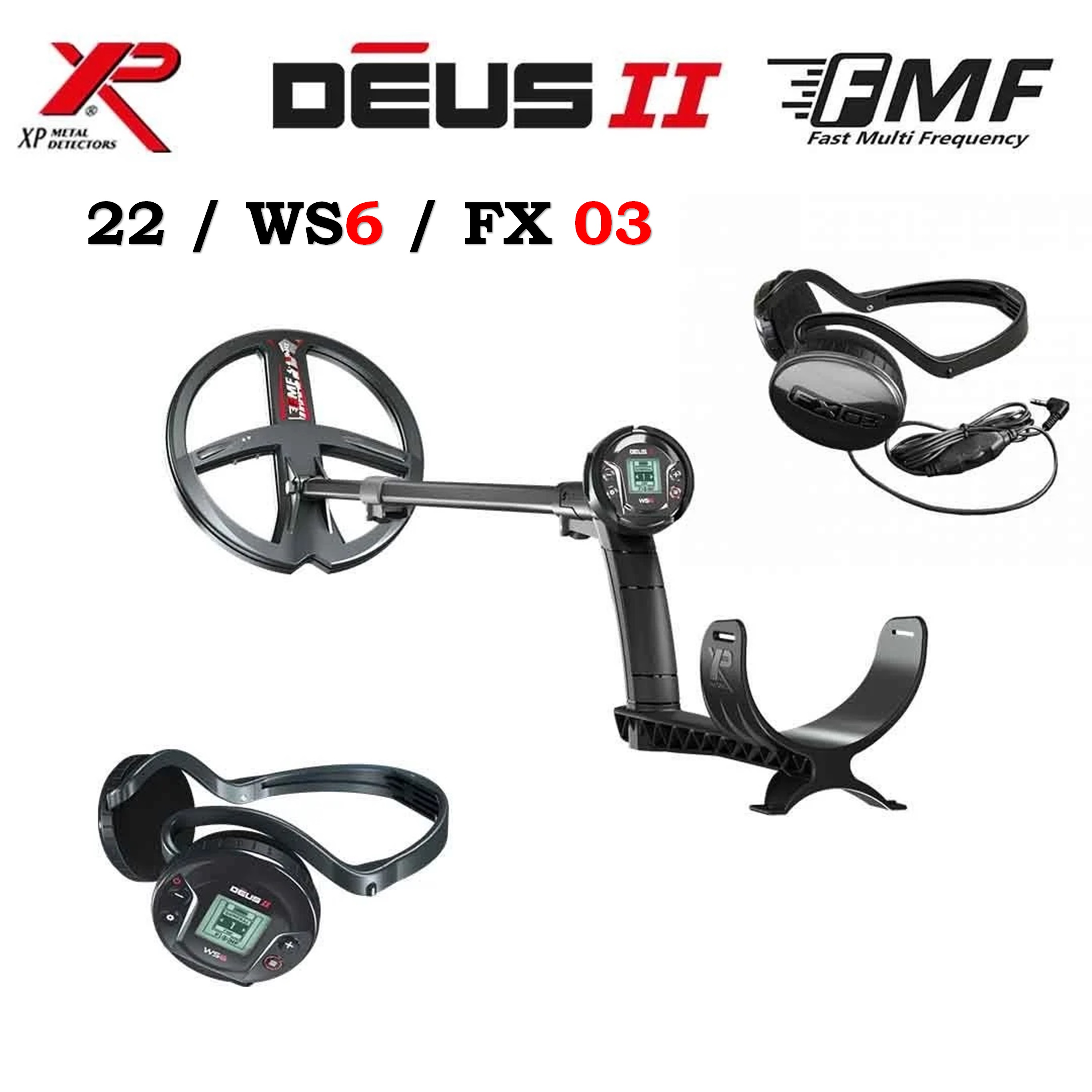 Deus 2 Dedektör - 22,5cm FMF Başlık, WS6 Master + FX03 Kulaklık
