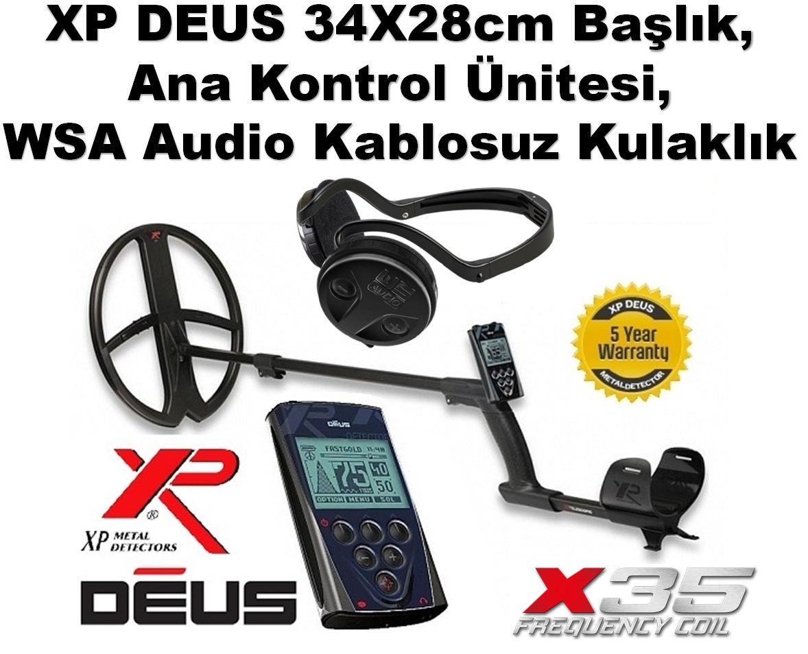 XP DEUS - 34x28cm X35 Başlık, Ana Kontrol Ünitesi (RC), WSAUDIO Kulaklık, FULL PAKET