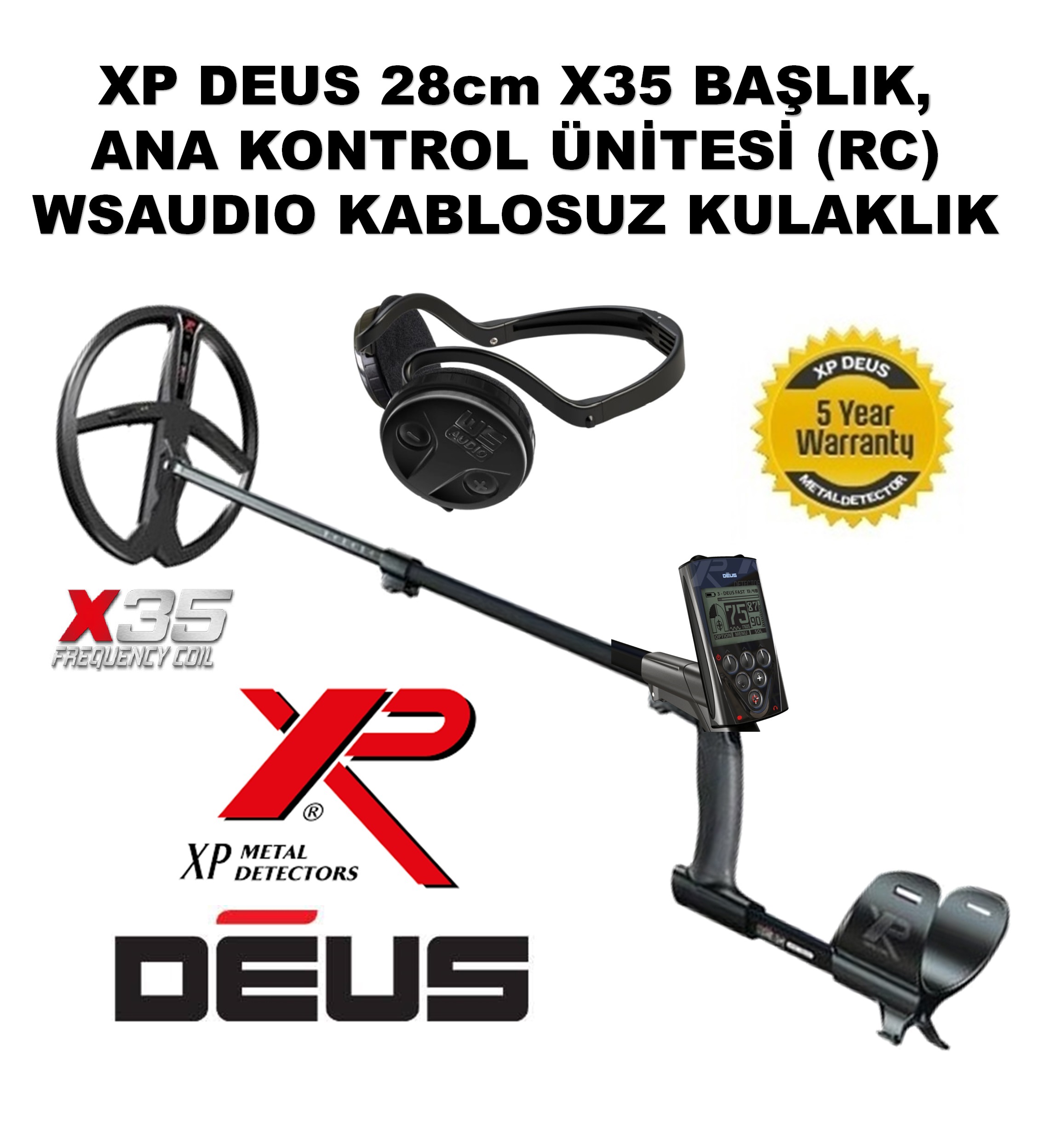XP DEUS - 28cm X35 Başlık, Ana Kontrol Ünitesi (RC), WSAUDIO Kulaklık, FULL PAKET