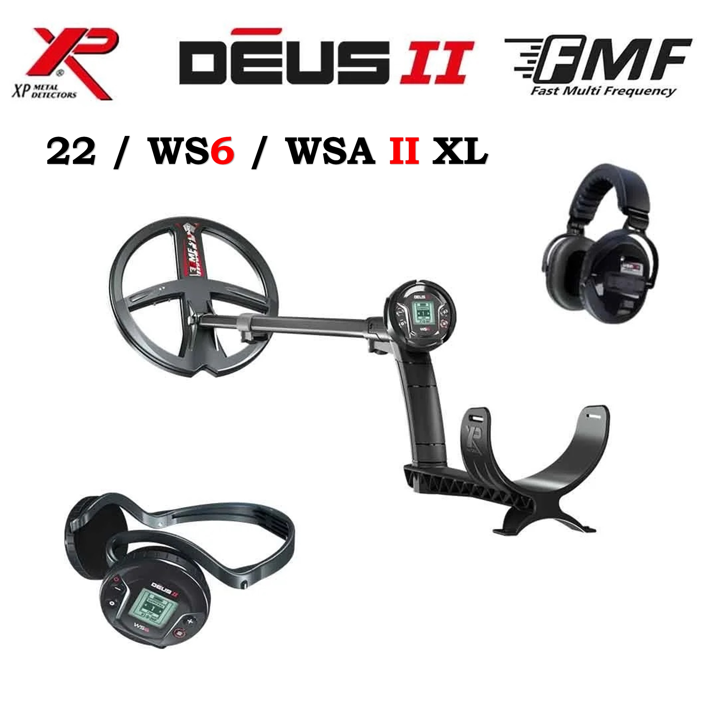 Deus 2 Dedektör - 22,5cm FMF Başlık, WS6 Master + WSA2XL Kulaklık